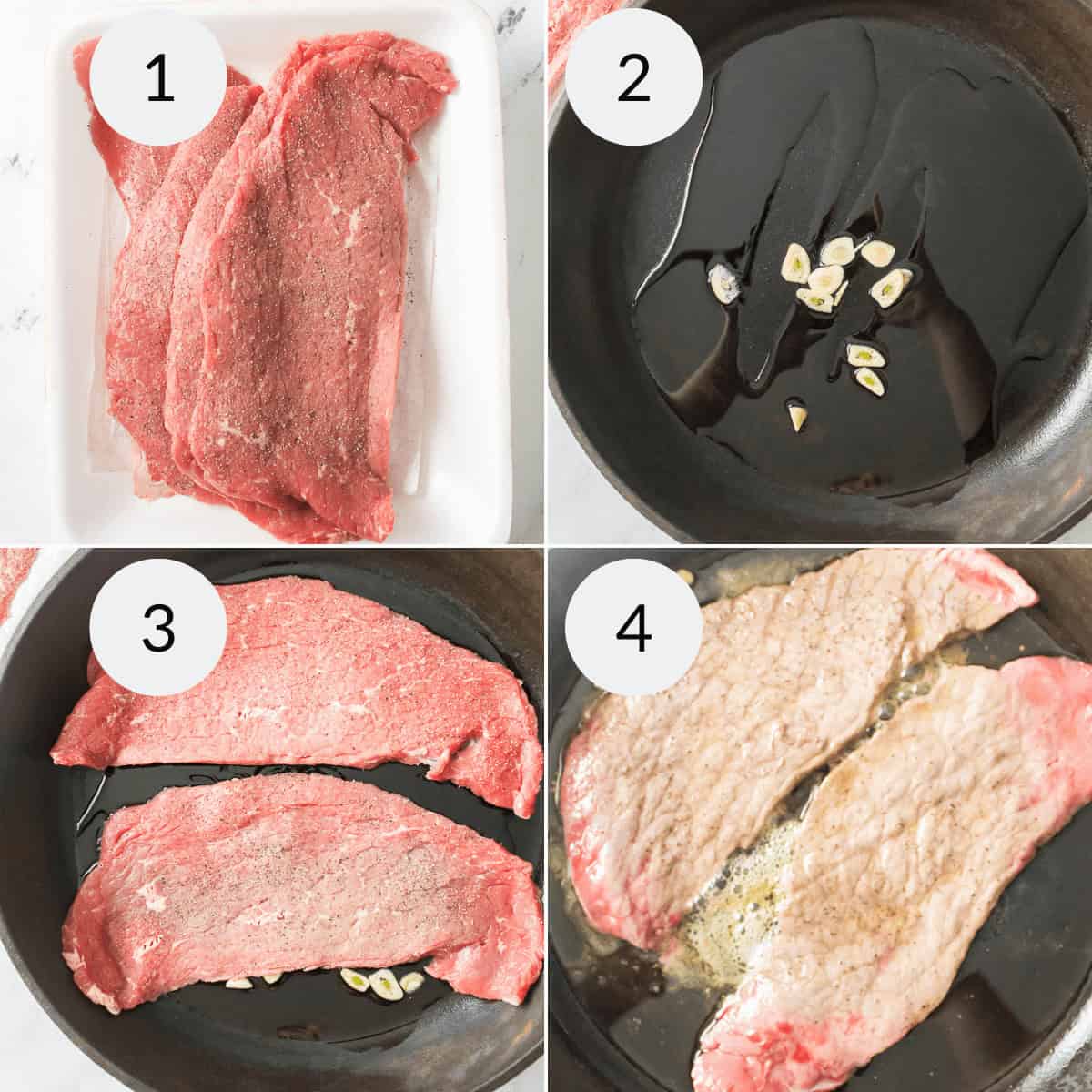 Preparing the steak for the dish.