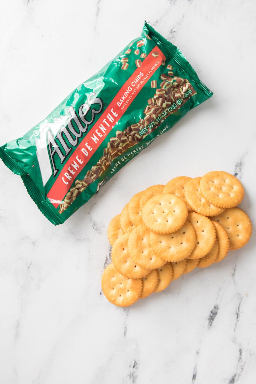 Ritz crackers and andes candies.