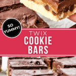 Two views of the twix cookie bars.