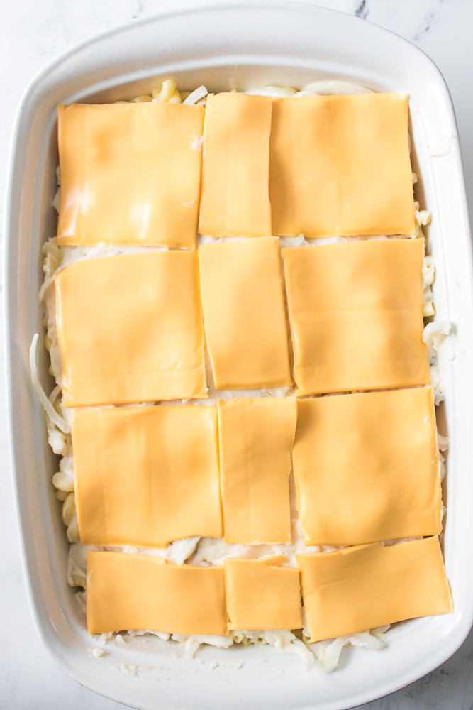 American cheese covering the dish.