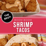 Several views of the boom boom shrimp tacos.