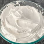 A top shot of the finished fluff from how to make marshmallow fluff.