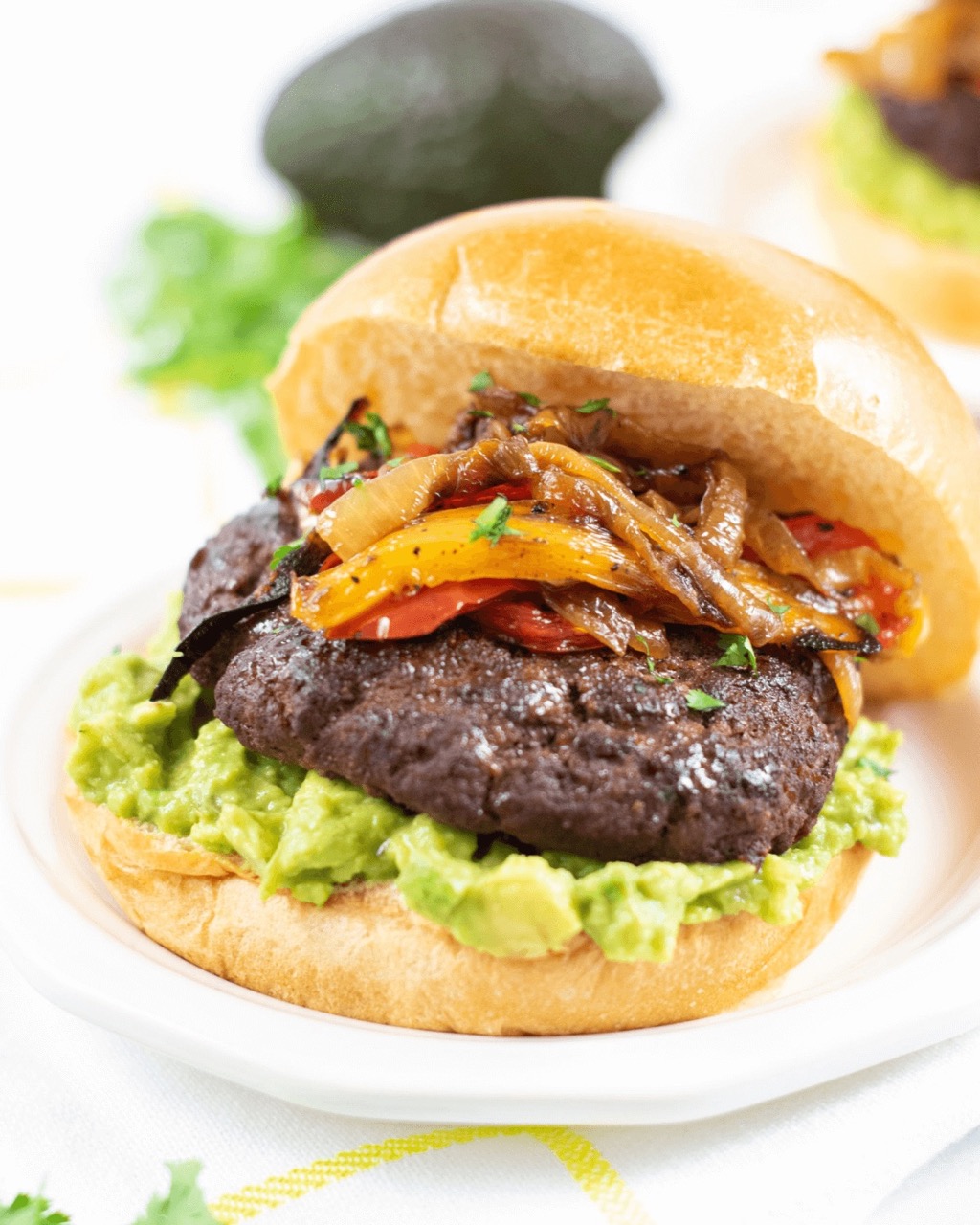 Mexican Burger  on a plate.