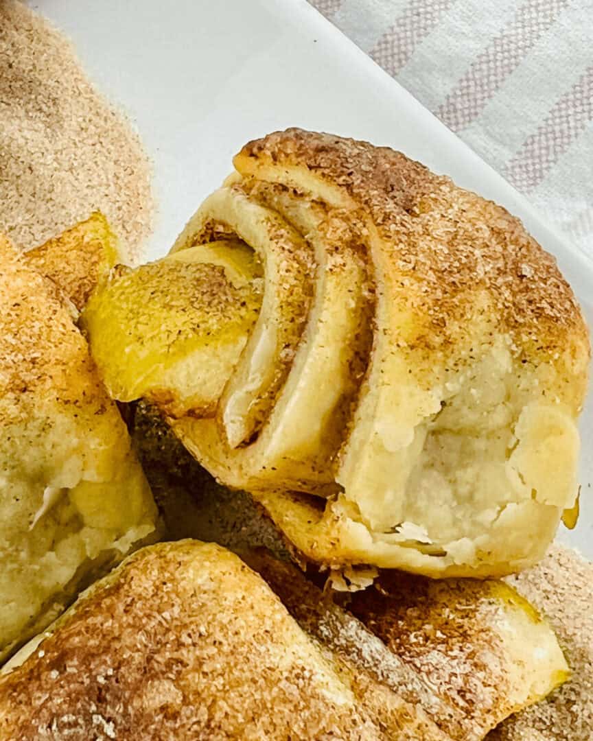 A tempting stack of apple pie bites.