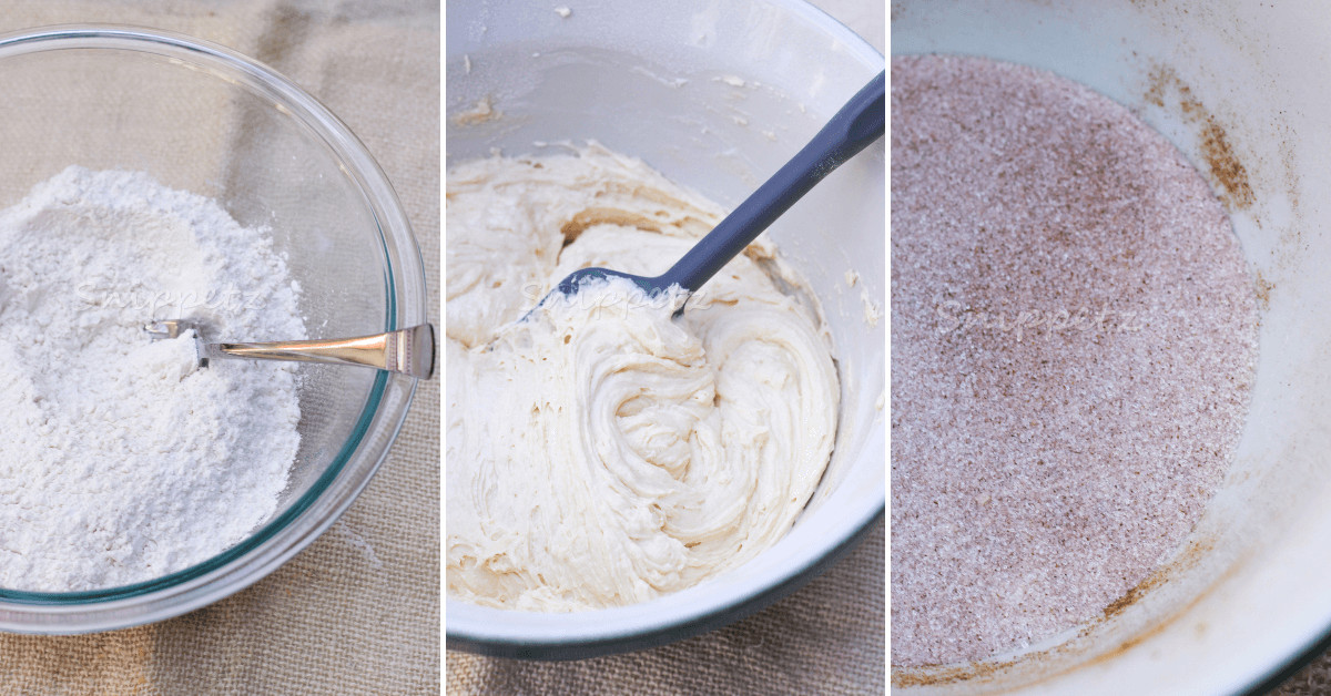 Mixing the wet and the dry ingredients for the cake.