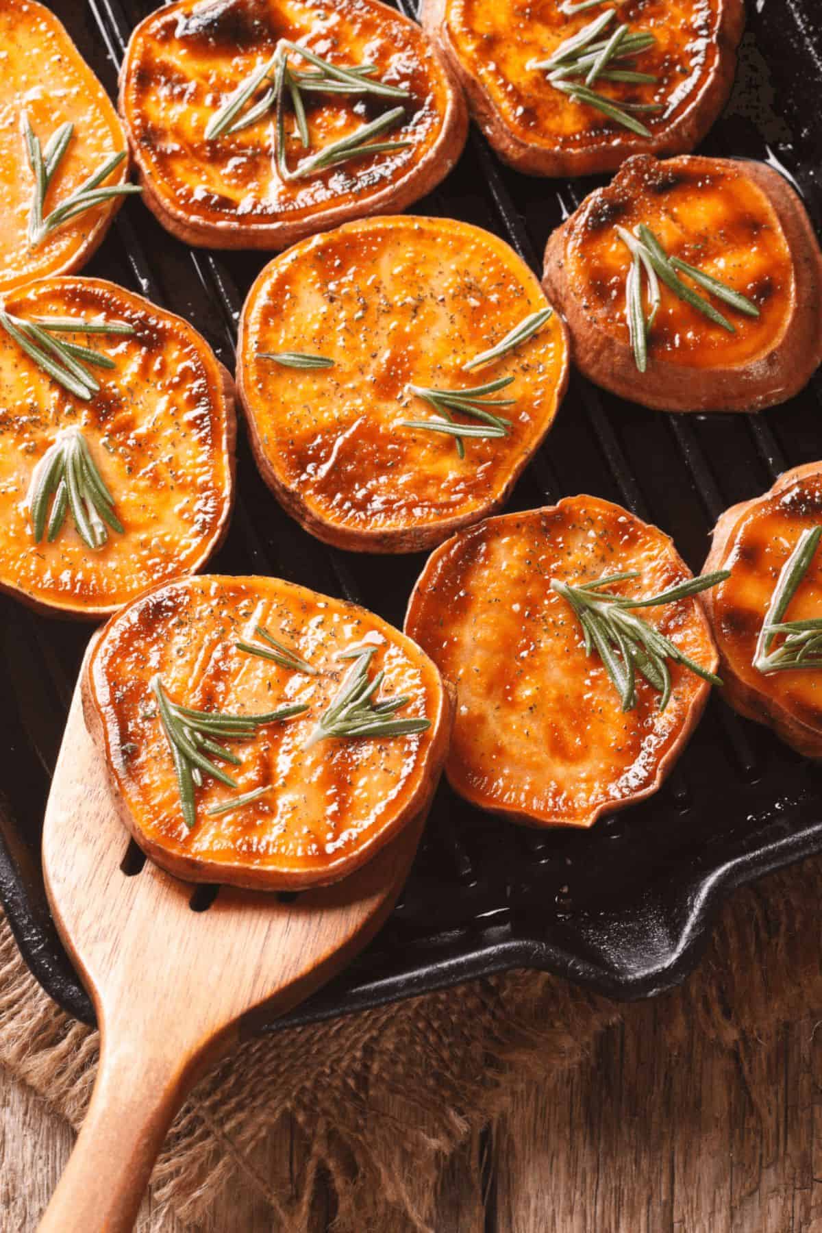 Sweet potatoes on the grill.