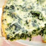 A slice of the crustless spinach bacon quiche.