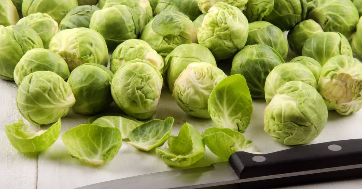Trimming the sprouts.