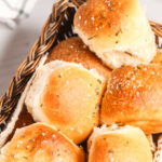 A side view of the rosemary butter dinner rolls.