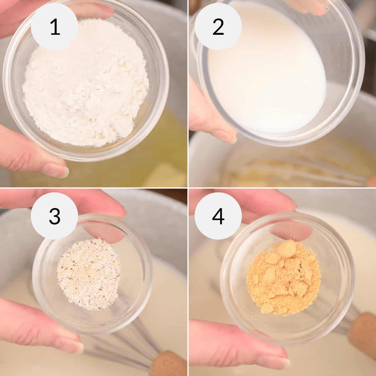 Mixing the dry ingredients for the dish.