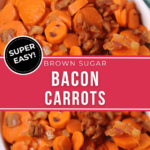Two views of the brown sugar bacon carrots.