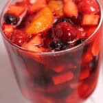 A top view of the finished fruity dessert.