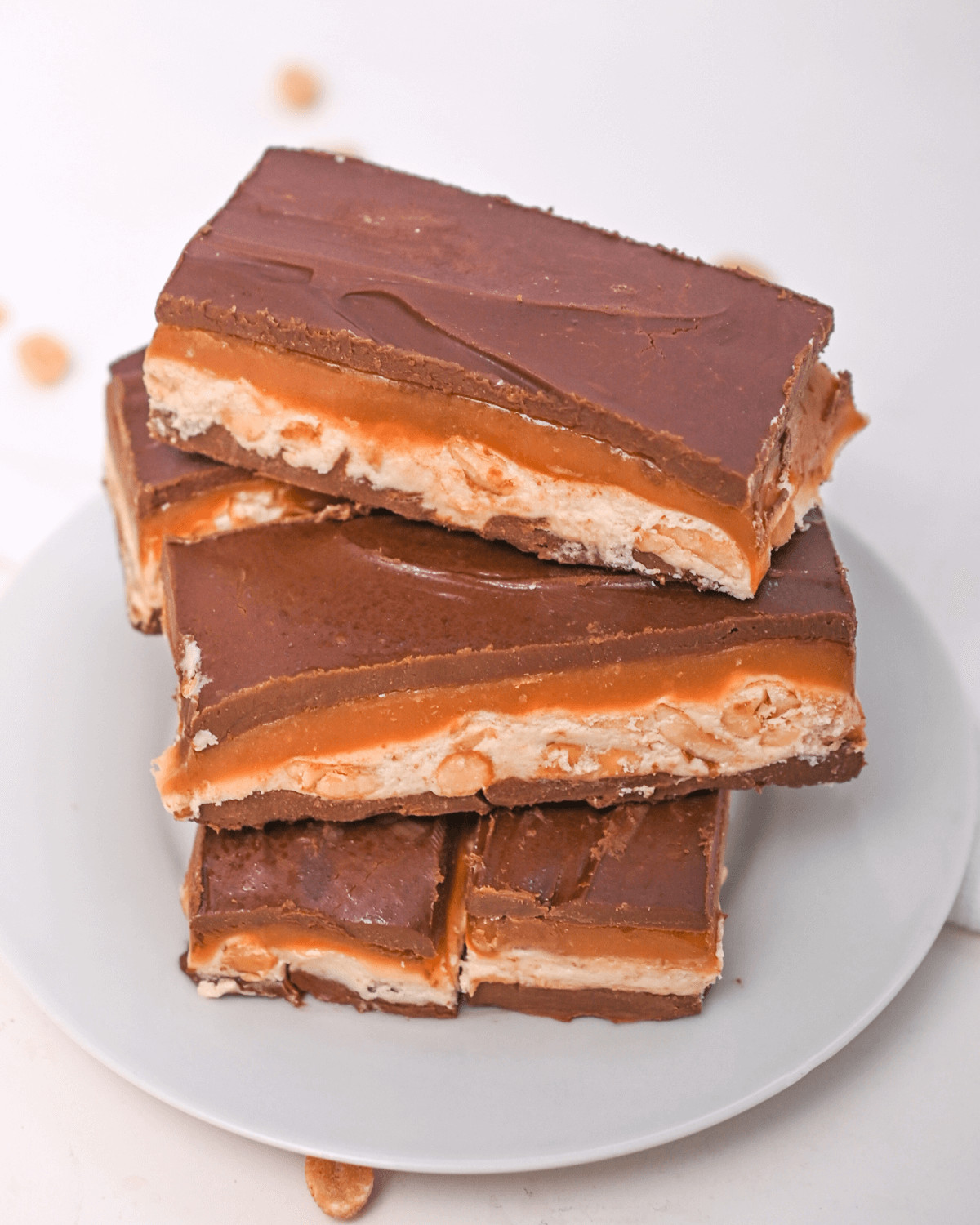 A snack of the homemade snicker bars.