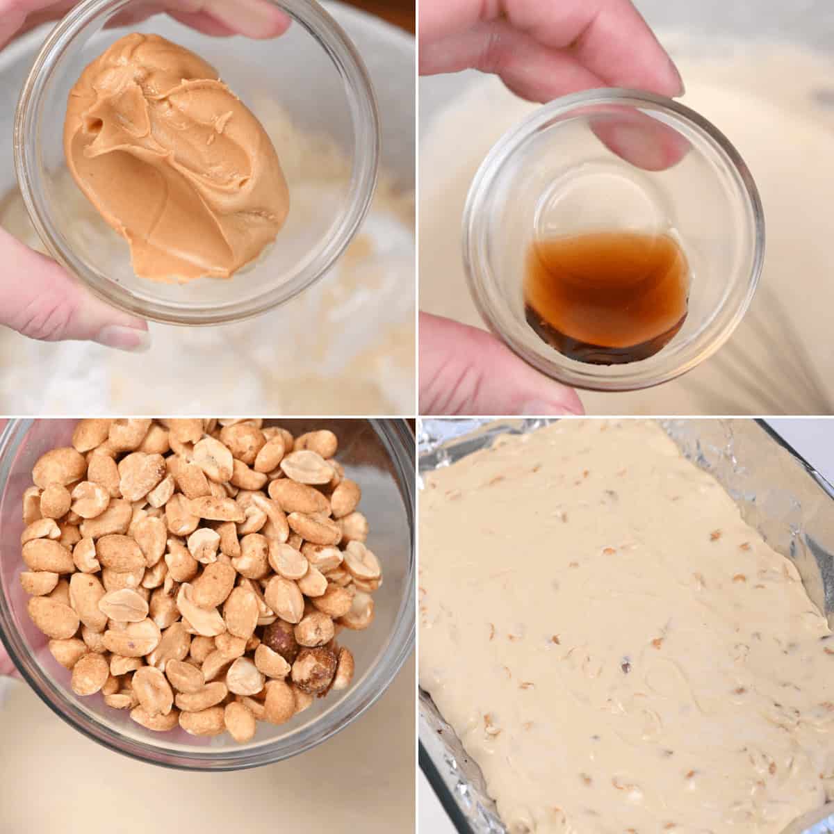 Making the caramel and nougat layer.