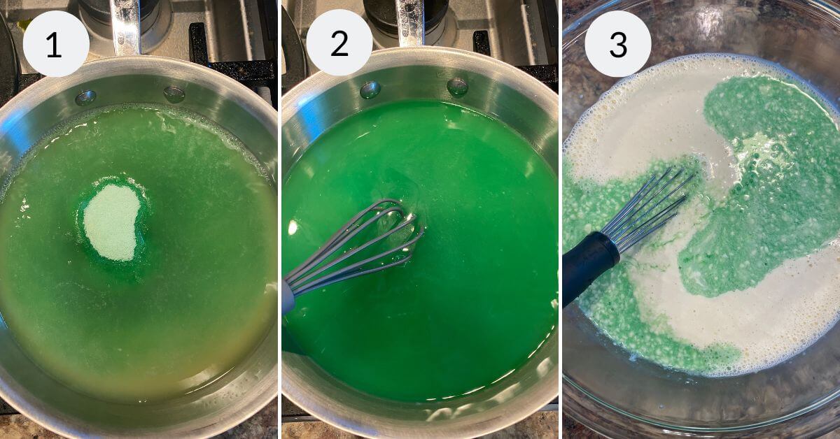 Creating the lime jello.