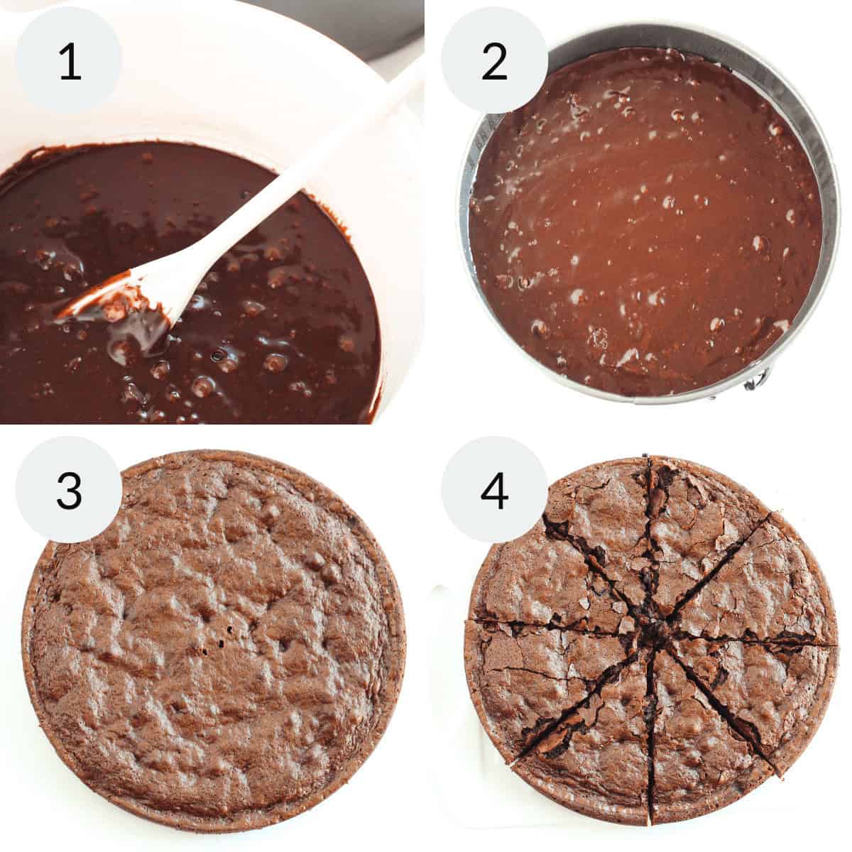 Making the brownie mix batter, making the brownies and cutting the brownies.