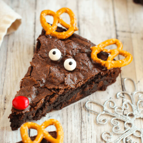 A top shot of the reindeer christmas brownie.