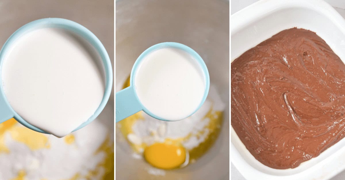 Making the brownie layer.