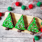 A tray of the christmas tree brownies.