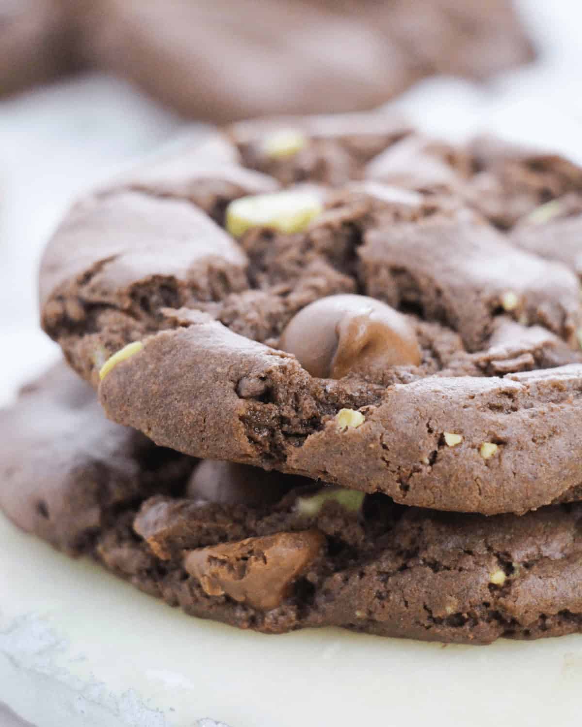 Two Mint Chocolate Chip Cookies.