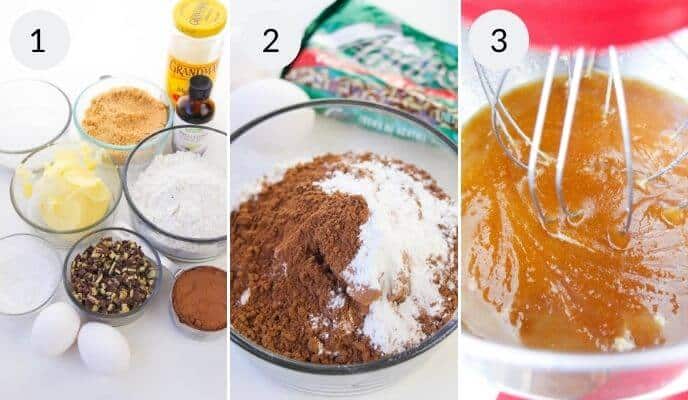 Mixing the cake mix and other ingredients.