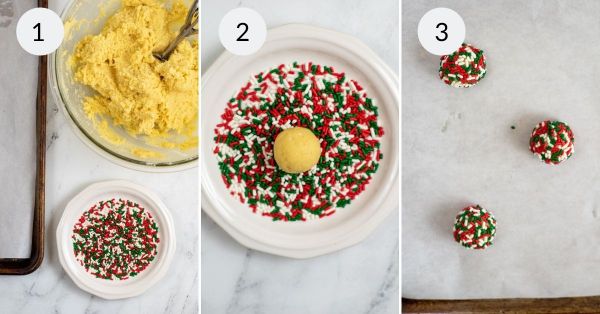 step by step instructions for making sprinkle cookies.