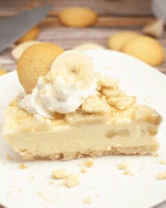 A slice of the banana pudding cheesecake.