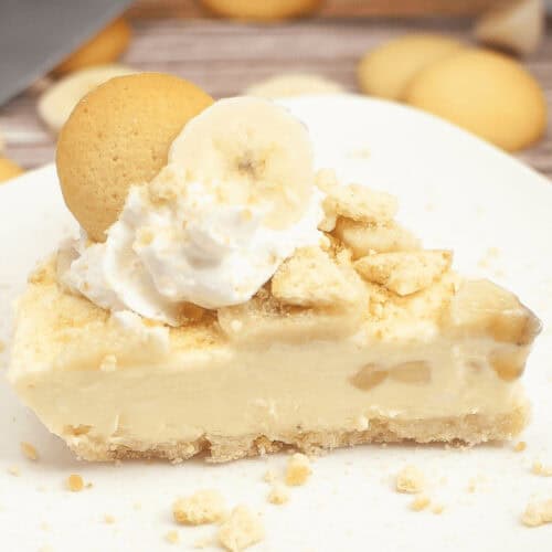 A slice of the banana pudding cheesecake.