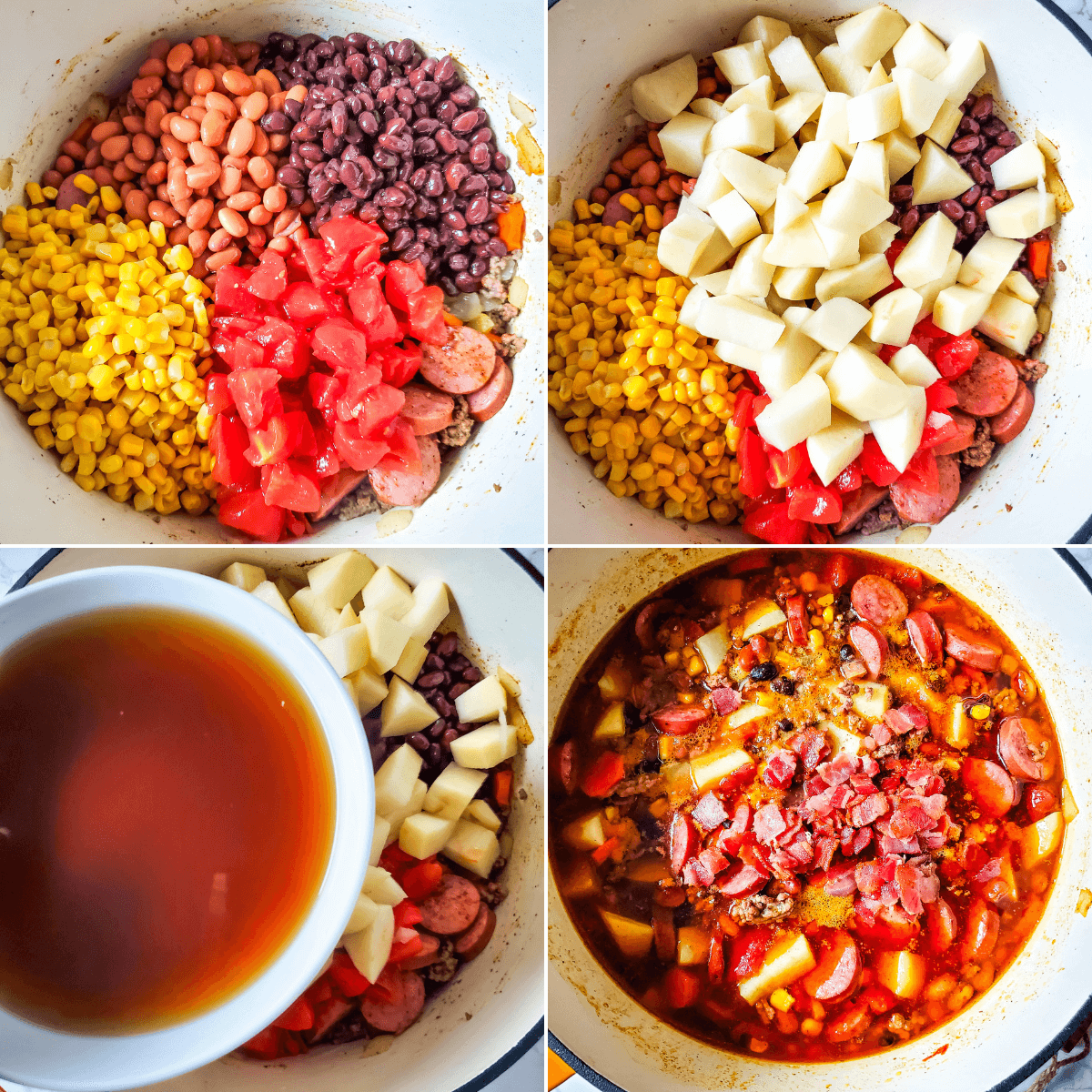 Cooking the ingredients for the hearty meal. 