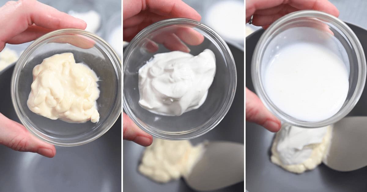 Pictures illustrating the process of making salad.