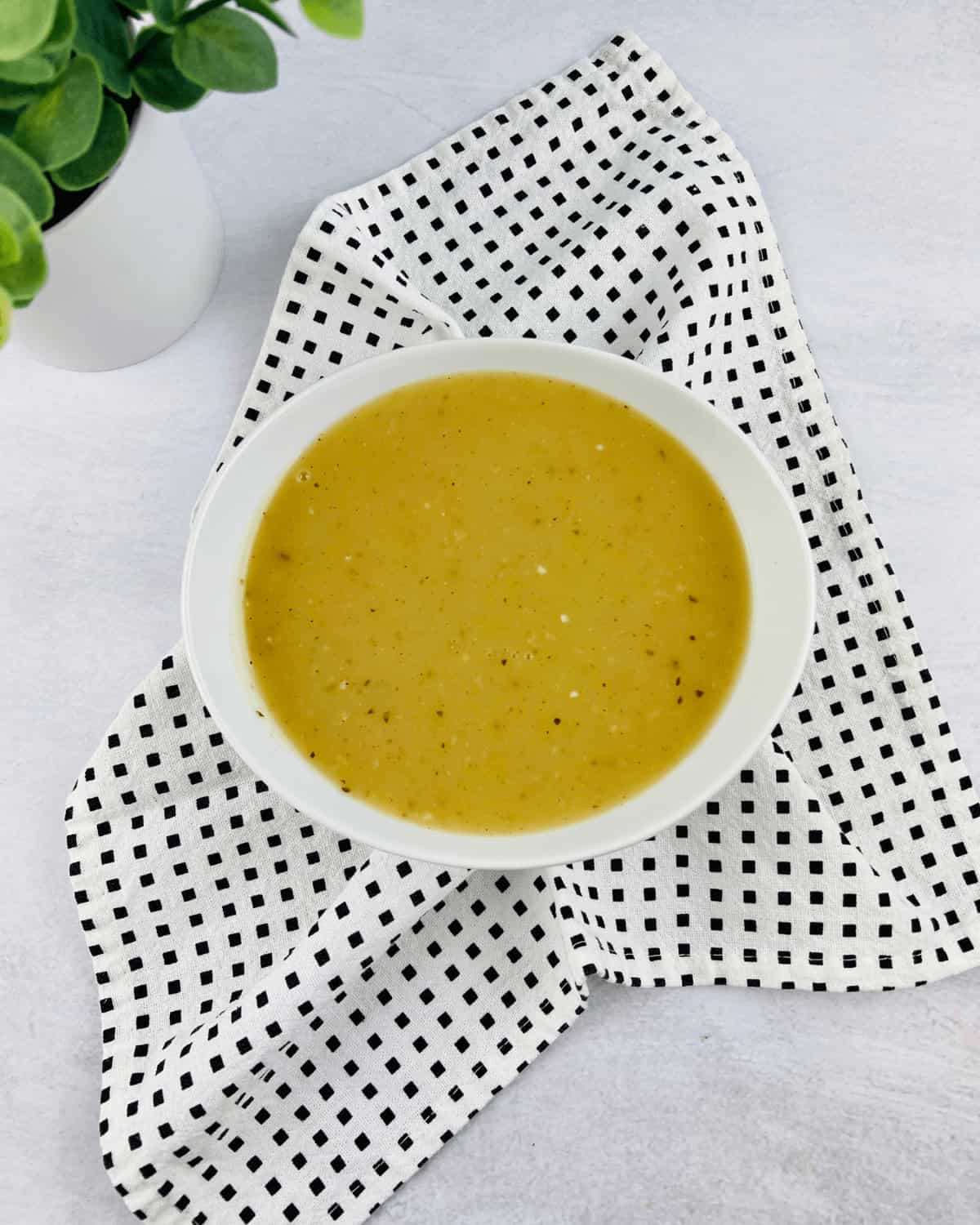 A top shot of the pork gravy from the top.