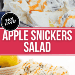 Apple snickers salad in a bowl.
