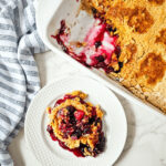 A top shot of the blueberry cherry dump cake.