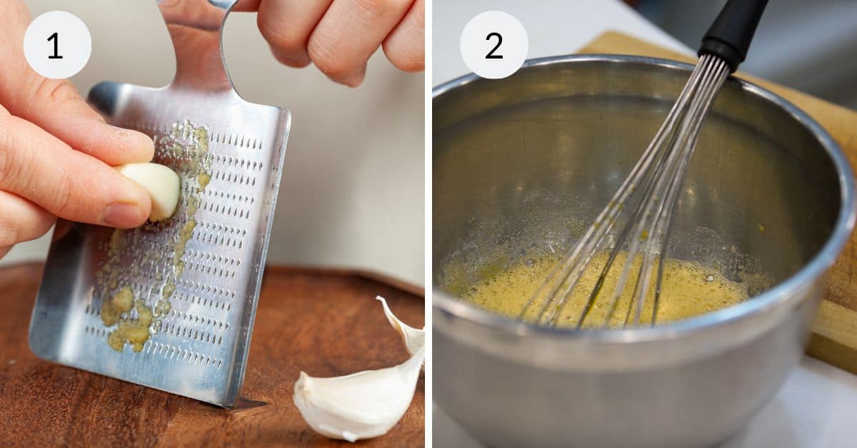 Making the dressing.