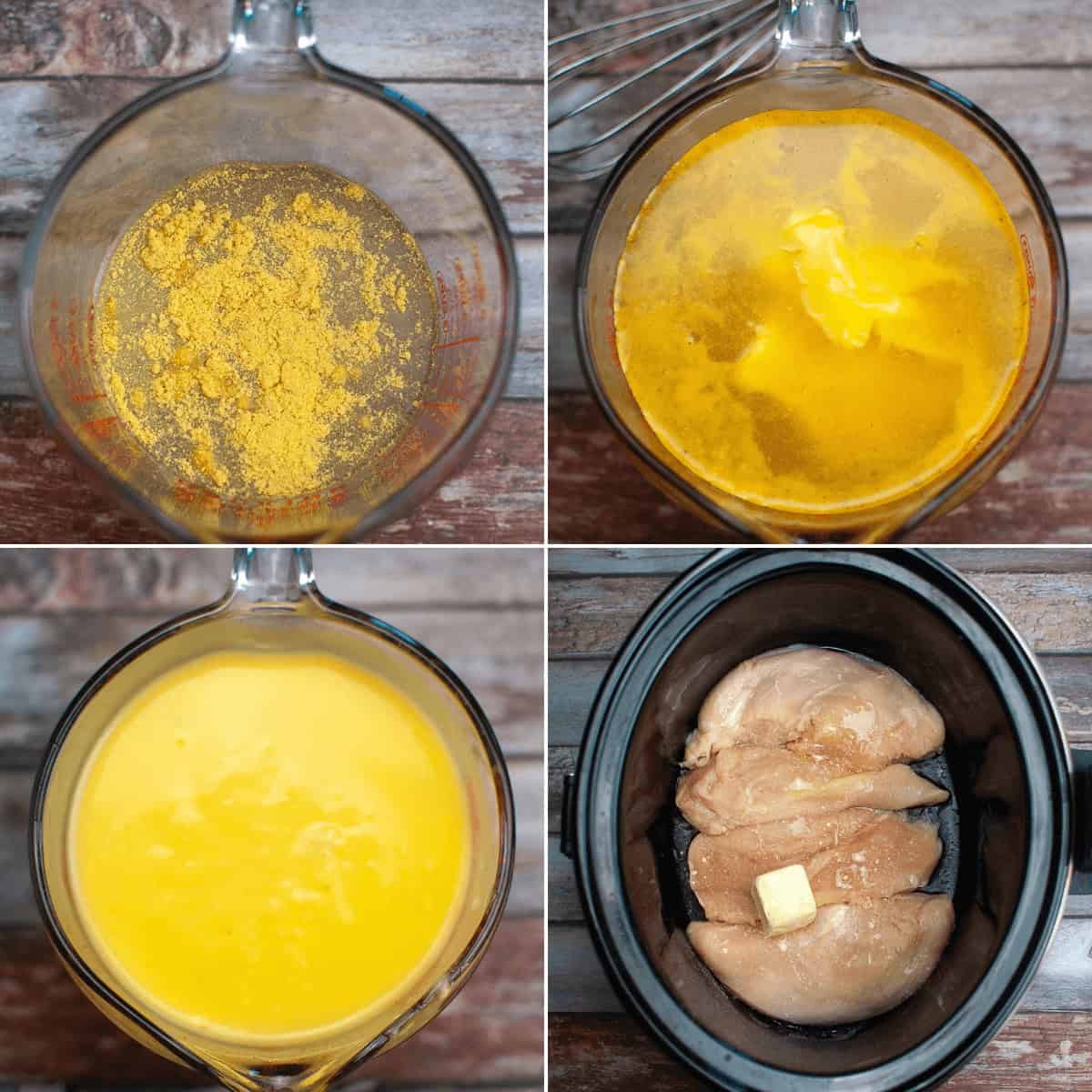 Pictures showing the process of making the sauce.