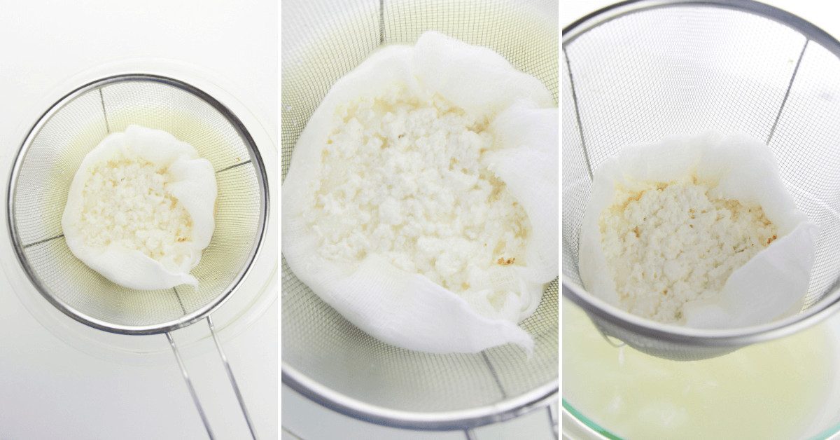 How to make cheese using a strainer.