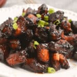 A plate of pork burnt ends.