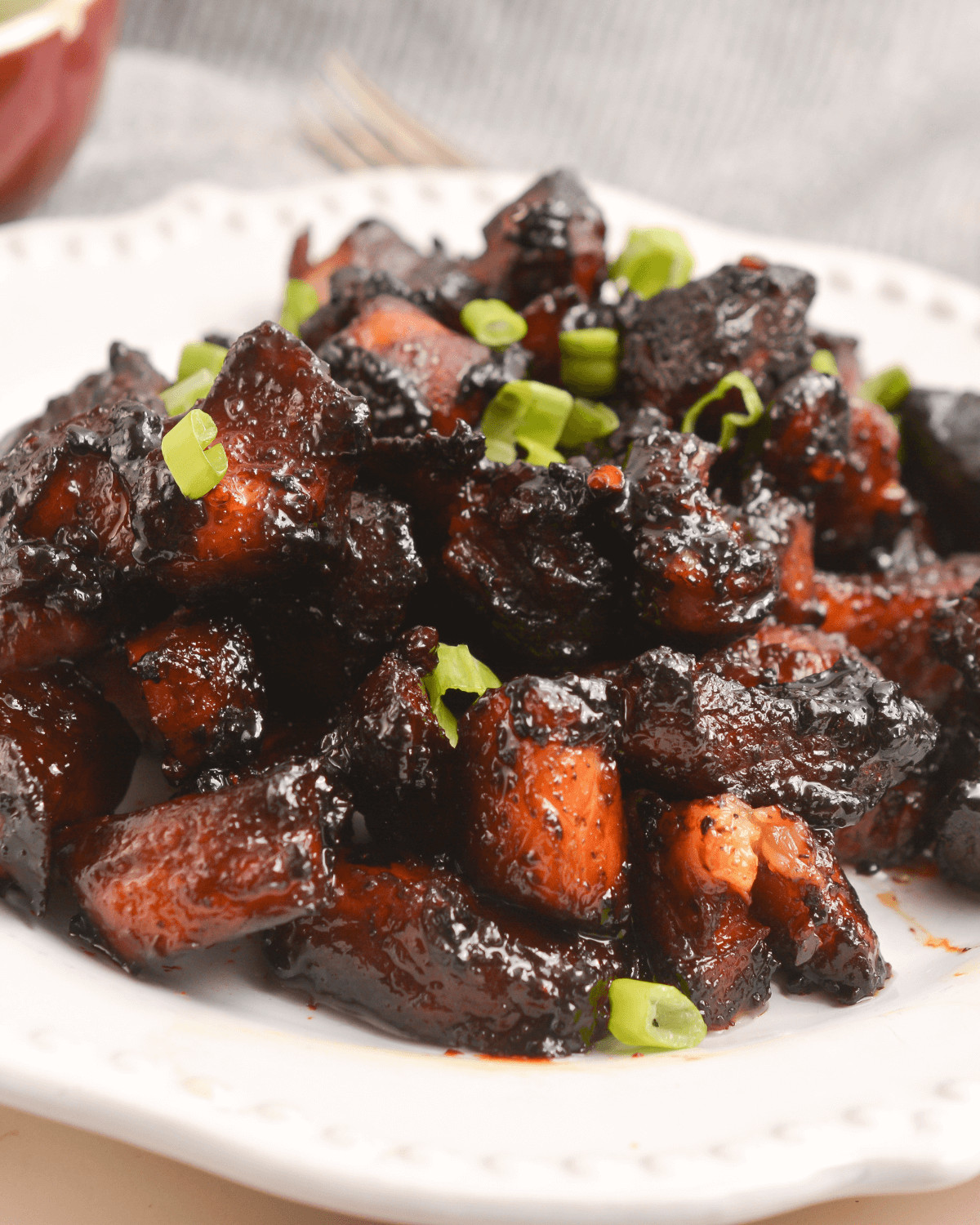 A plate of pork burnt ends.