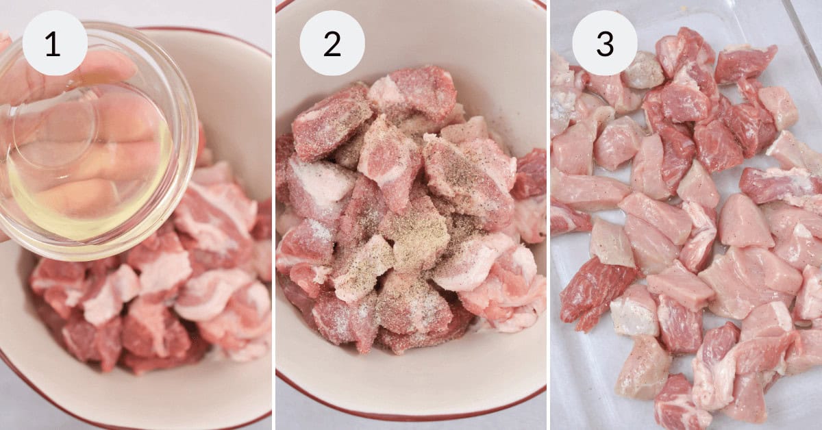 Pictures demonstrating the process of making the dish.