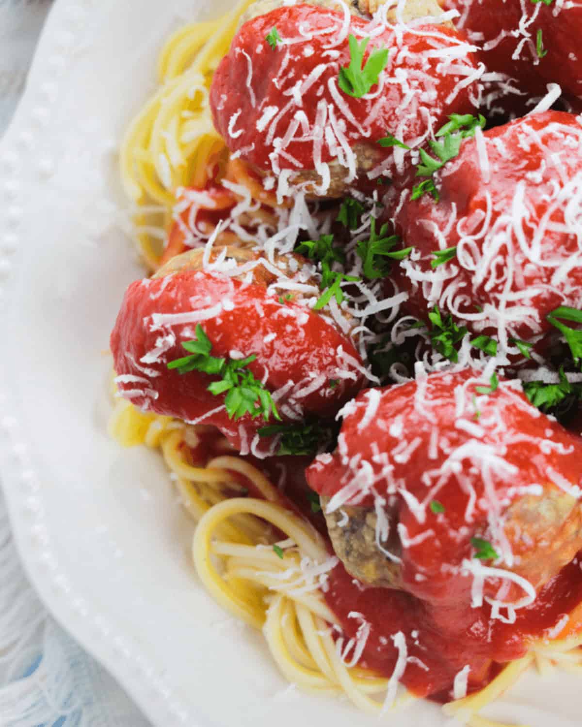 A side view of the finished meal.