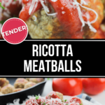Creamy ricotta meatballs served on a plate with savory sauce.