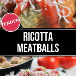 Creamy ricotta meatballs served on a plate with savory sauce.