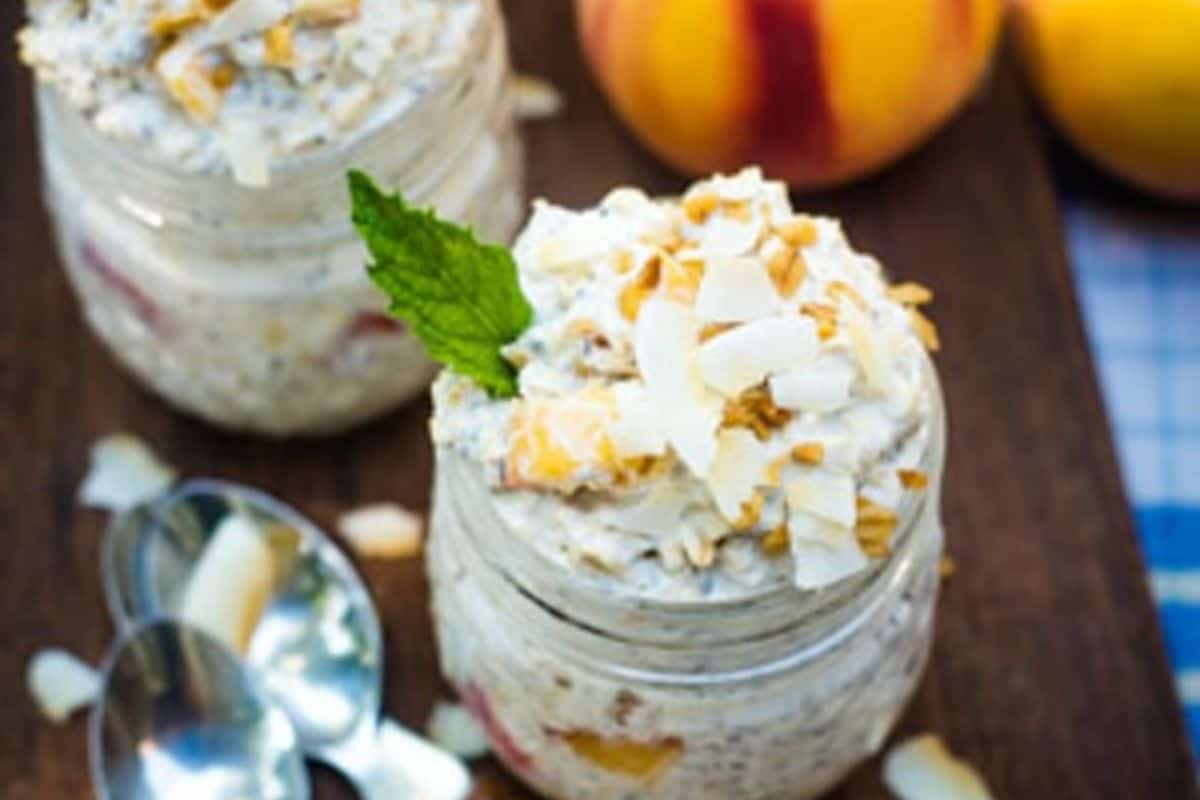 Two jars of camping overnight oats. 