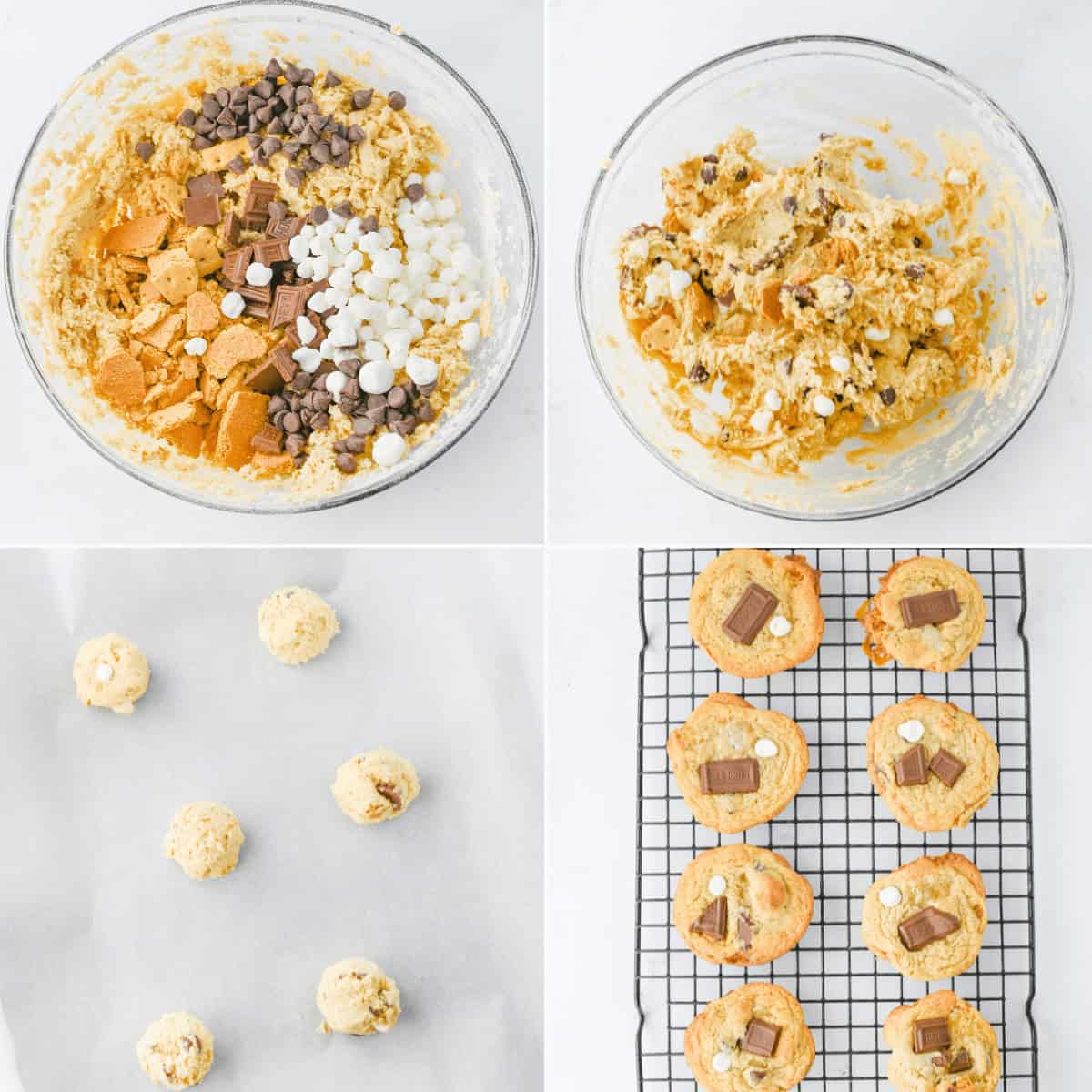 Scooping out the cookies and allowing them to cool on the rack.