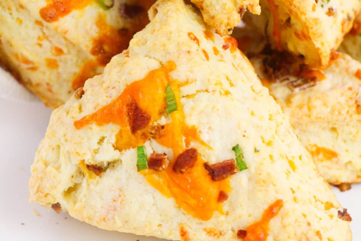 A plate of bacon cheddar scones. 
