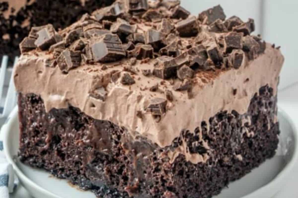 Layered death by chocolate poke cake. 