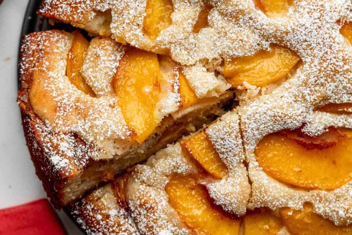 A yummy peach cake.