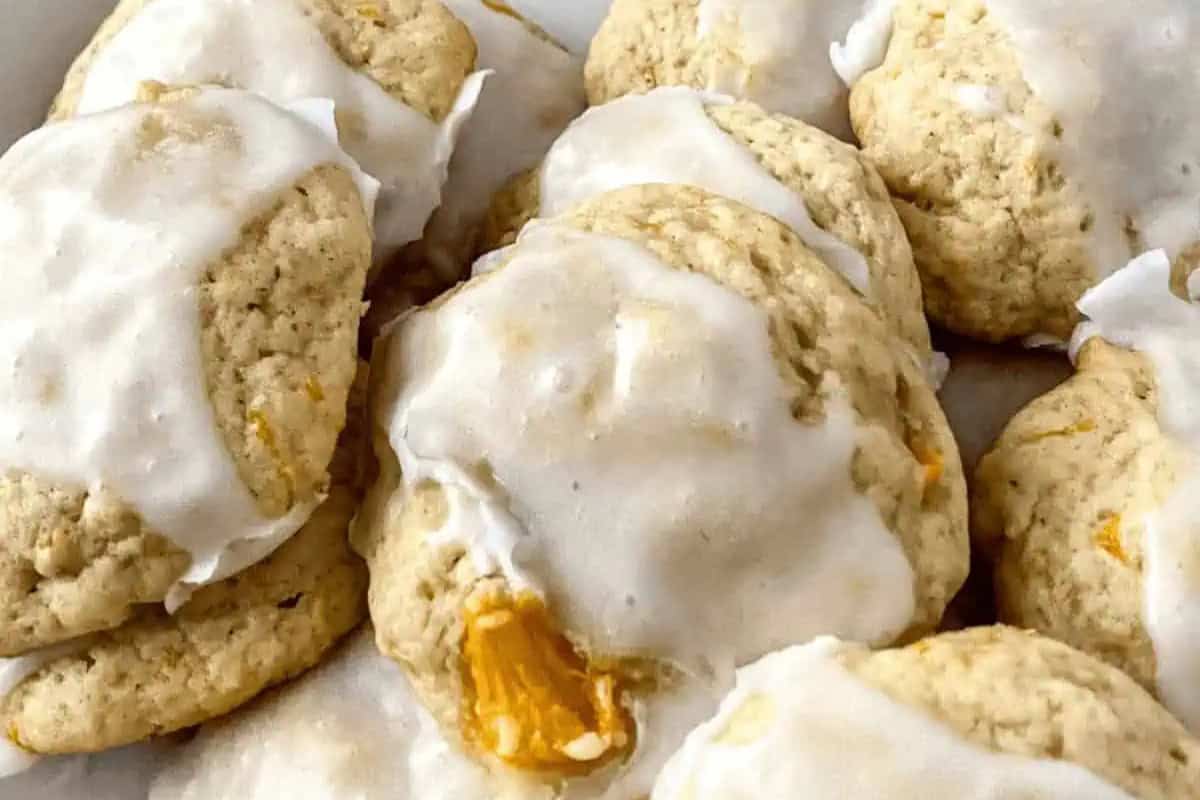 Peach cookies with a white delicious glaze.