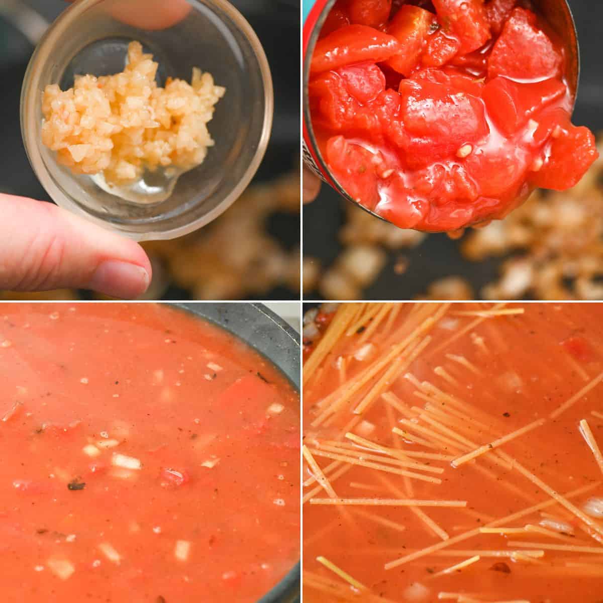 Making the sauce for the dish.