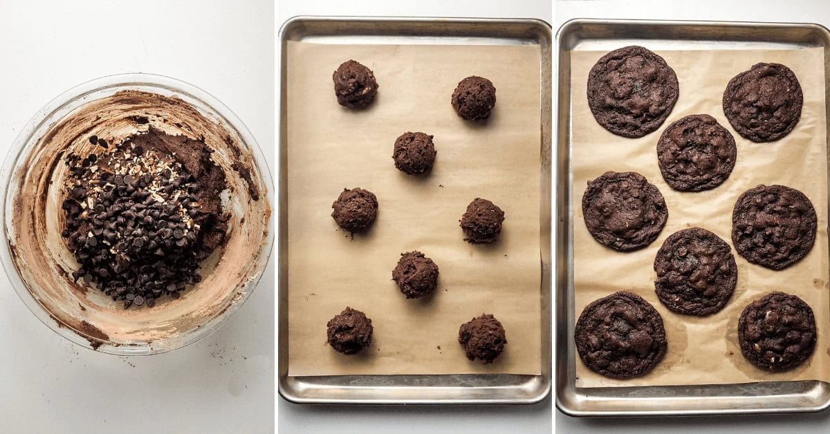 Rolling out the cookies and placing them on a baking sheet.